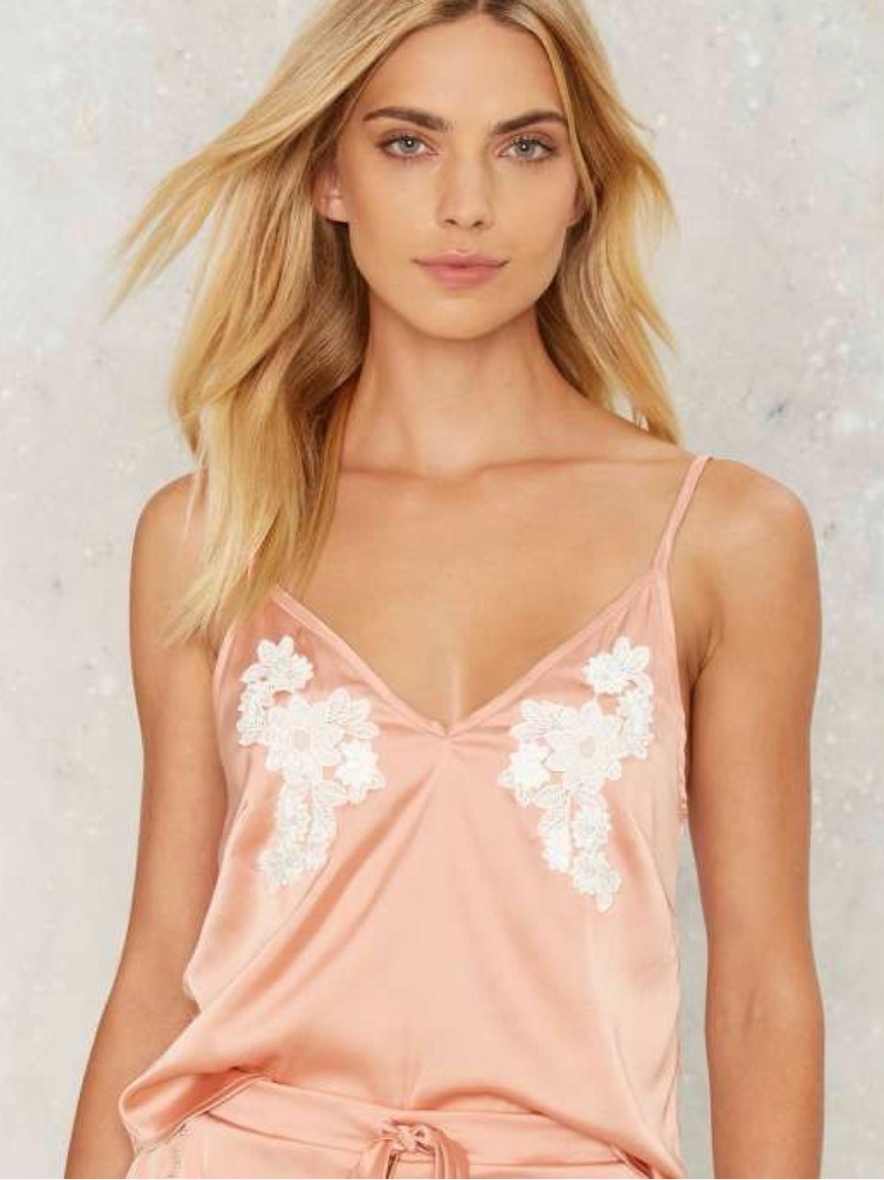 satin lace appliqué camisole top